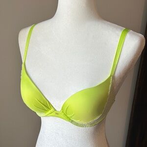 Victoria's Secret Neon Yellow Lace Push Up Bra
